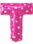 T Harfi Buldum Pembe Kalp Buldum Folyo Balon 40 cm 1