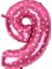 Pembe Kalp Buldum Folyo Balon 9 Rakamı 40 cm 1