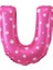 U Harfi Buldum Pembe Kalp Buldum Folyo Balon 40 cm 1
