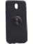 Jopus Samsung Galaxy J7 Pro Kılıf Ultra Korumalı Yüzüklü Standlı Ravel Silikon - (Siyah) + Cam Ekran Koruyucu 1