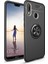 Jopus Huawei P Smart 2019 Kılıf Ultra Korumalı Yüzüklü Standlı Ravel Silikon - (Siyah) + Nano Ekran Koruma 1