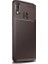 Jopus Huawei P30 Lite Kılıf Karbon Desenli Lux Negro Silikon - Kahverengi + Cam Ekran Koruyucu 1