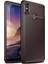 Jopus Xioami Redmi Note 6 Pro Kılıf Karbon Desenli Lux Negro Silikon - Kahverengi + Nano Ekran Koruyucu 1