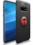 Jopus Samsung Galaxy S10E Kılıf Ultra Korumalı Yüzüklü Standlı Ravel Silikon - Siyah Kırmızı + Full Body Ekran Koruyucu 1