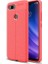 Jopus Xioami Mi 8 Lite Kılıf Deri Desenli Lüx Niss Silikon - Kırmızı + Cam Ekran Koruyucu 1