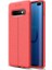 Jopus Samsung Galaxy S10E Kılıf Deri Desenli Lüx Niss Silikon - Kırmızı + 5D Nano Ekran Koruyucu 1