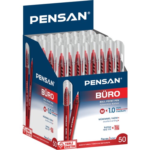 PENSAN BÜRO TÜKENMEZ KALEM 1MM 2270 KIRMIZI 50 Lİ
