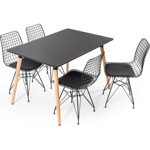 Hamdeko Eames Masa Siyah Sandalye Takımı Fiyatı
