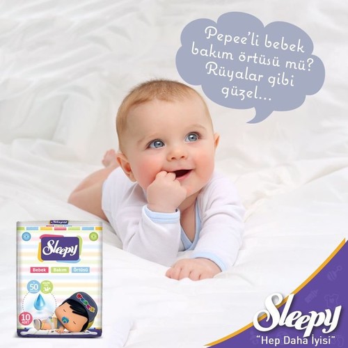 Sleepy Bebek Bakım Örtüsü 10�lu 60x90 cm 5 Paket Fiyatı