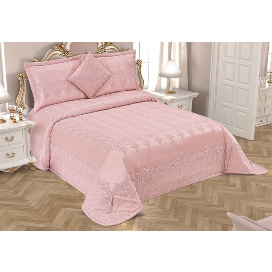İpekçe Fransız Dantelli Saray Yatak Örtüsü Pudra Fiyatı İpekçe Fransız Dantelli Saray Yatak Örtüsü Pudra Fiyatı