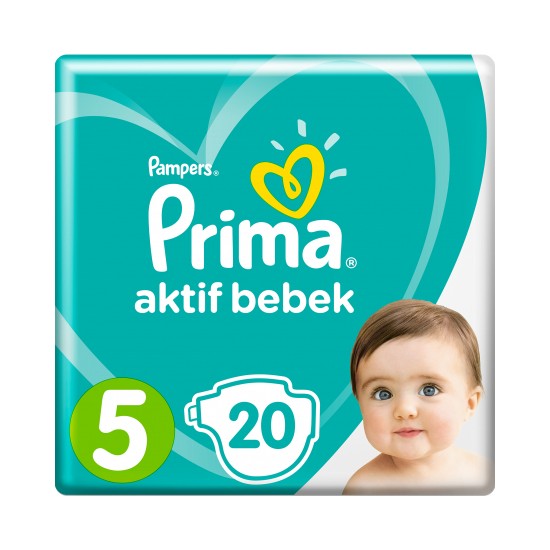 Prima Bebek Bezi Aktif Bebek 5 Beden Junior İkiz Paket 20 Adet