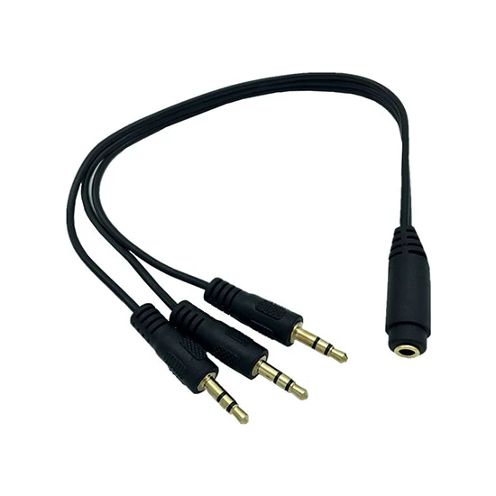 Boblov Ses sistemi kablosu 3 erkek 1 dişi 3,5mm stereo kablo