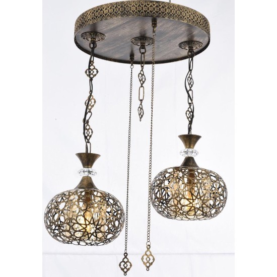 Osmanlı 3 Lü Yuvarlak Sarkıt Avize Salon Avizeleri Fiyatı