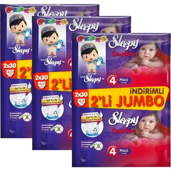 Sleepy Bebek Bezi No4 Maxi 7 x 14 Kg 60�Lı X 3 Paket 180 Fiyatı