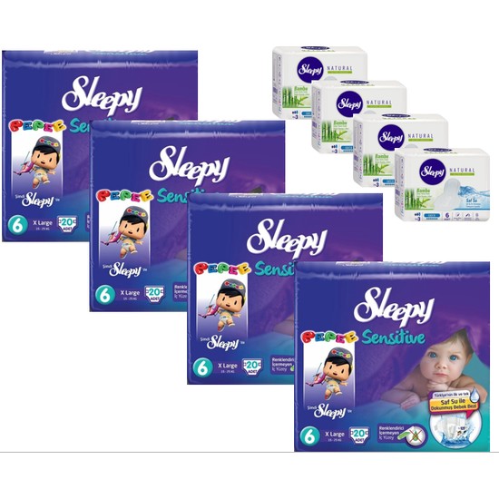 Sleepy Sensitive Bebek Bezi 6 Beden XL Jumbo Paket + Fiyatı