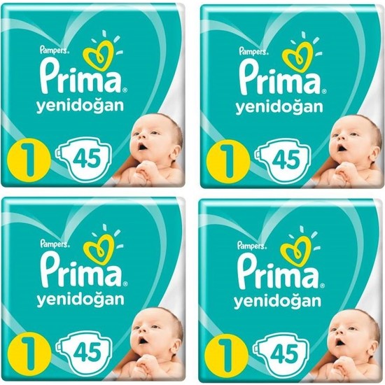 Prima 1 Numara Aktif Bebek Bezi 25 kg 45+45+45+45=180 Adet Fiyatı