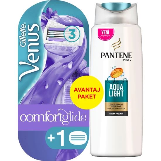 Gillette Venus Breeze Yedekli Kadın Tıraş Makinesi + Pantene Şampuan Aqualight 360 ml