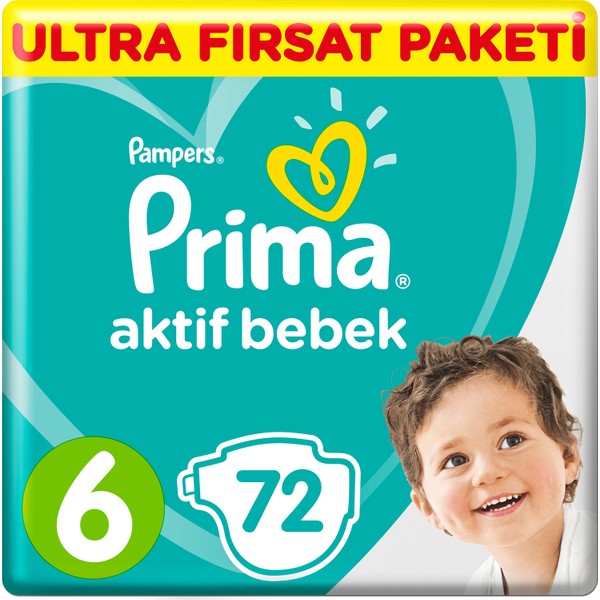 Prima Aktif Bebek 6 Numara Ekstra Large 72 Adet Ultra Fırsat Paketi