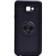 Jopus Samsung Galaxy J4 Plus Kılıf Ultra Korumalı Yüzüklü Standlı Ravel Silikon - (Siyah) + Cam Ekran Koruyucu 1