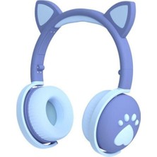 Kedi Kulaklı Kulaklık LED Işıklı Mikronlu Hafıza Kartı/aux Girişli Kablosuz Bluetooth Kedi Kulaklık Bk1