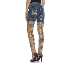 Cipo & Baxx WD440 Oranj El Boyama Bayan Jeans