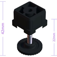 Adem Koç Plastik Gizli Ayarlı Vidalı Plastik Profil Rotil Ayak Siyah 40X40