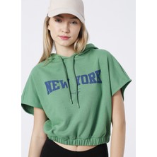 Aeropostale Kapüşon Yaka Baskılı Çimen Kadın Sweatshirt K-Rusya