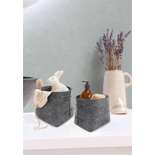 The Mia Keçe Organizer 2 Li Set Koyu Gri 13 x 13 x 13 cm
