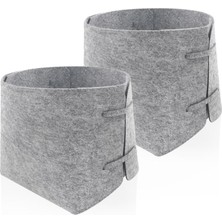 The Mia Keçe Organizer 2 Li Set Açık Gri 17 x 16 x 16 cm