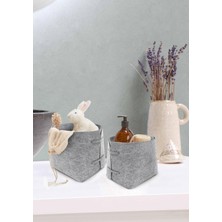 The Mia Keçe Organizer 2 Li Set Açık Gri 13 x 13 x 13 cm