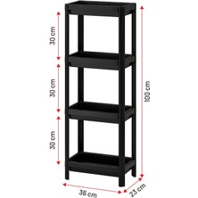 Frapan Home 4 Katlı Plastik Raf Ünitesi Mutfak Rafı Banyo Rafı Banyo Düzenleyici Organizer