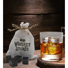 Bk Gift Kişiye Özel Isimli Viski Bardağı ve 6'lı Doğal Granit Viski Soğutma Taşı Seti - Model 21