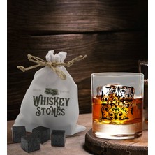 Bk Gift Kişiye Özel Isimli Viski Bardağı ve 6'lı Doğal Granit Viski Soğutma Taşı Seti - Model 10