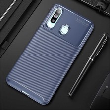 Nevarium Galaxy A20S Kılıf Karbon Dokulu Silikon - Lacivert