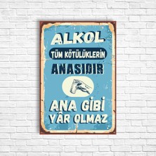 Trend Poster Alkol Retro Ahşap Poster