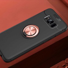 Nevarium Galaxy S8 Plus Kılıf Yüzüklü Silikon Range - Siyah-Rose Gold