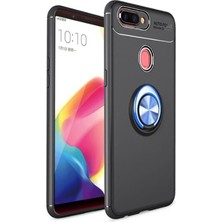 Nevarium Oppo Ax7 Kılıf Yüzüklü Silikon Range - Siyah-Mavi