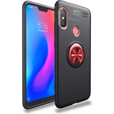 Xiaomi Redmi Note 6 Pro Kılıf Yüzüklü Silikon Range - Siyah-Kırmızı