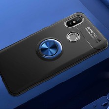 Nevarium Xiaomi Mi 8 Kılıf Yüzüklü Silikon Range - Siyah-Mavi