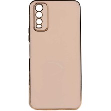 Vivo Y20S Kılıf Parlak Detaylı Kamera Korumalı Silikon - Rose Gold