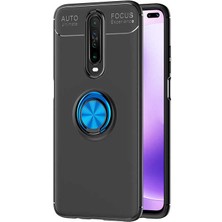 Xiaomi Poco X2 Kılıf Yüzüklü Silikon Range - Siyah-Mavi