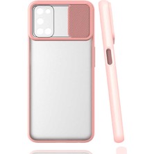 Nevarium Oppo A52 Kılıf Lens Sürgülü Kamera Korumalı Silikon - Pembe Açık
