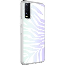 Nevarium Vivo Y20S Kılıf Desenli M-Blue Silikon  - Zebra No1
