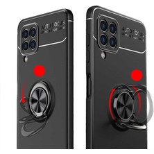 Xiaomi Mi 8 Kılıf Yüzüklü Silikon Range - Siyah-Kırmızı