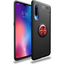 Xiaomi Mi 9 Kılıf Yüzüklü Silikon Range - Siyah-Kırmızı
