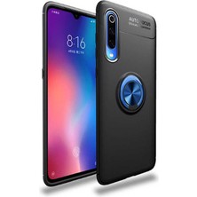 Nevarium Xiaomi Mi 9 Se Kılıf Yüzüklü Silikon Range - Siyah-Mavi