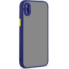 Apple iPhone Xs 5.8 Kılıf Mat Buzlu Kamera Korumalı Silikon - Lacivert