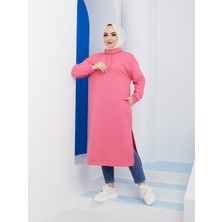 Bwest Yırtmaç Detaylı Bayan Sweatshirt Fuşya (3024-043)