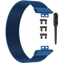 Markacase Huawei Watch Fit Elegant Için Pimli Metal Mıknatıslı Milanese Kordon Lacivert