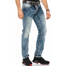 Cipo & Baxx CD148 Yıkanmış Standart Kesim Mavi Erkek Kot Pantolon